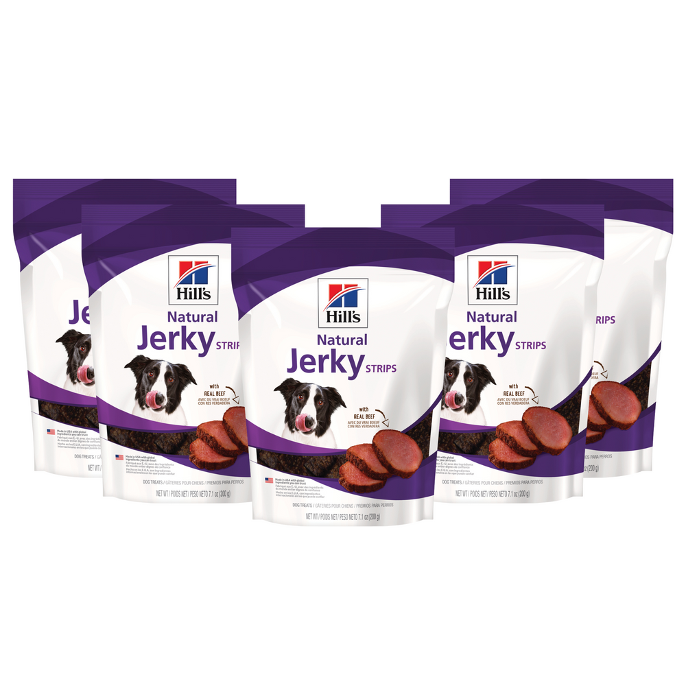 5 Premios Hill's Canine Natural Jerky Strips, Premios Naturales para Perro con Carne de Res Real, 200g
