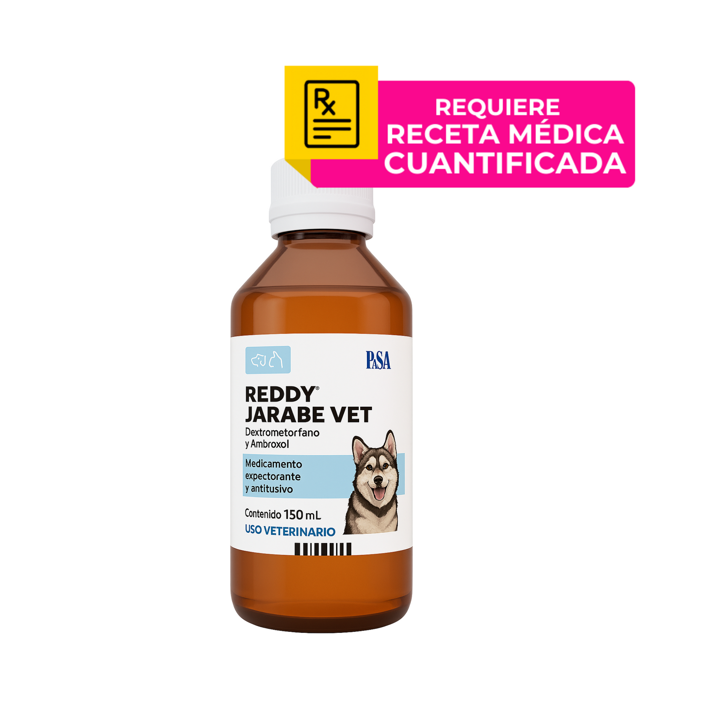 Reddy Jarabe Vet, Dextrometorfano y Ambroxol 150 Ml., Pisa