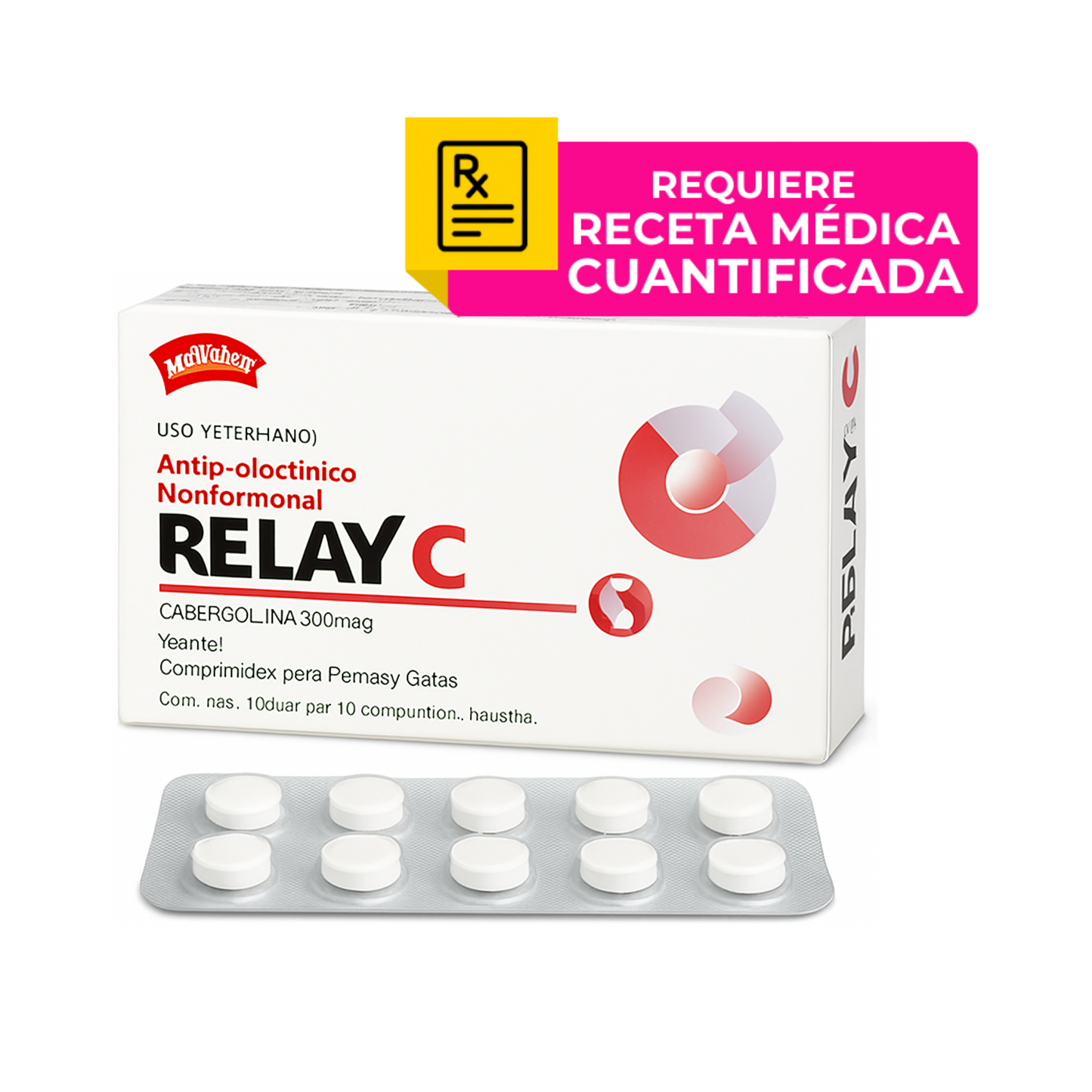 Relay C Cabergolina veterinaria 10 Tabletas, Holliday