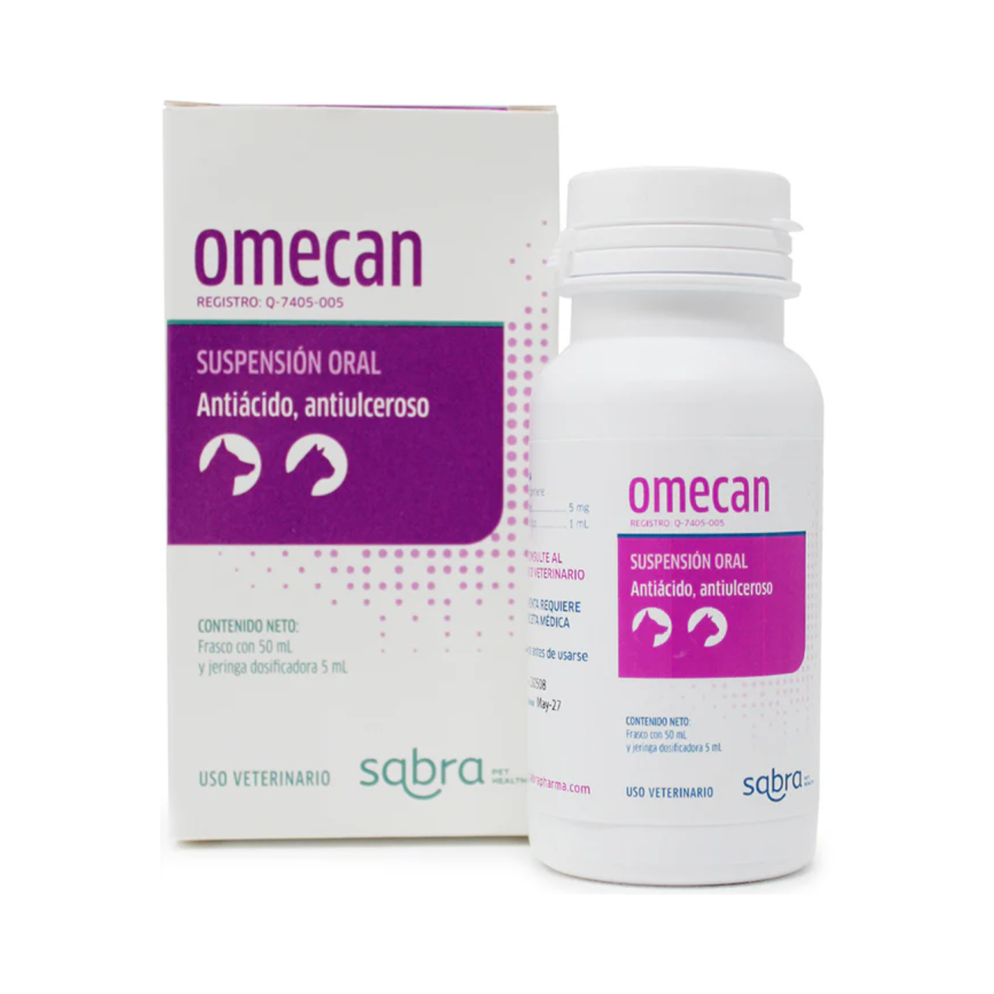 Sabra Pet Health Omecan Antiacido, Antiulceroso Omeprazol Suspensión Oral 50 ml