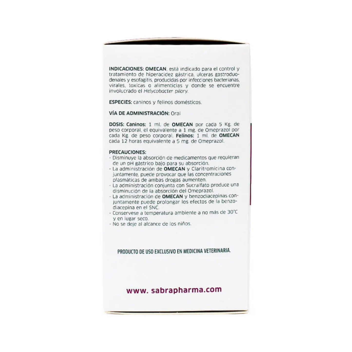 Sabra Pet Health Omecan Antiacido, Antiulceroso Omeprazol Suspensión Oral 50 ml