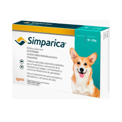 Simparica 1 Masticables 40 mg 10 a 20kg