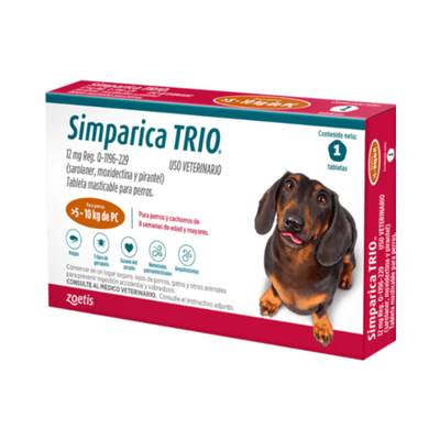 Simparica Trio 1 Masticable 12mg 5 a 10 kg