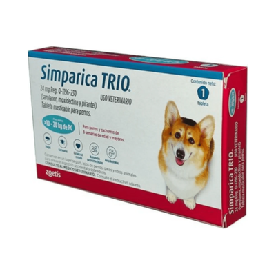 Simparica Trio 1 Masticable 24mg 10 a 20kg