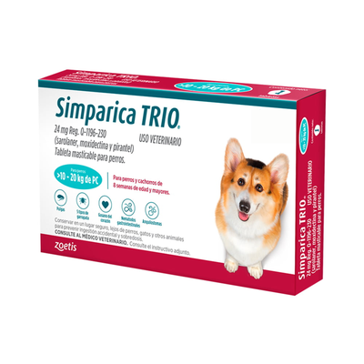 Simparica Trio 3 Masticables 24mg 10 a 20kg