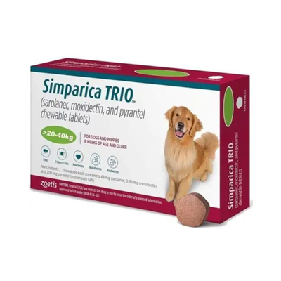 Simparica Trio 3 Masticables 48 mg 20 a 40 Kg