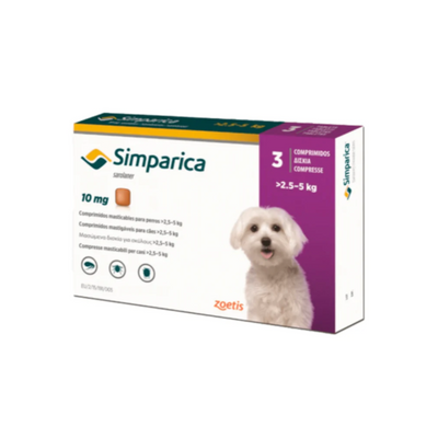 Simparica 10 Mg 3 Tabletas  2.5 a 5 Kg