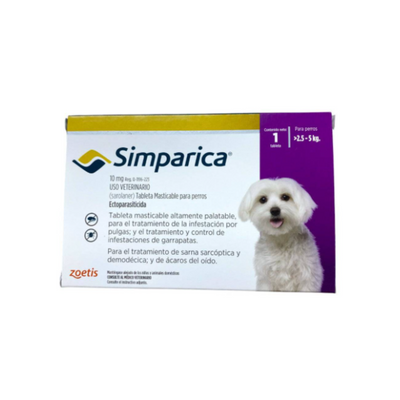 Simparica 1 Masticable 10 Mg 2.5 a 5kg