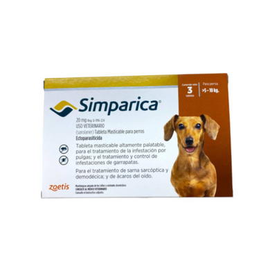 Simparica 20 Mg 3 Masticables  5 a 10 Kg