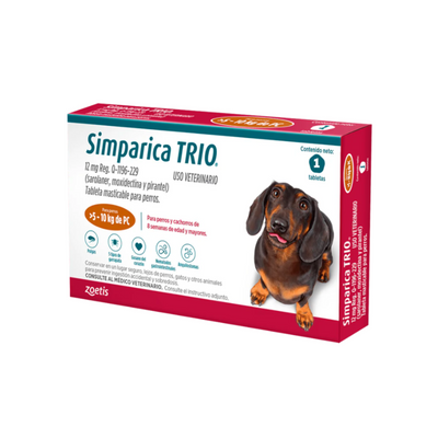 Simparica Trio 1 Masticable 12mg 5 a 10 kg