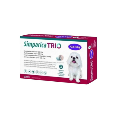 Simparica Trio 3 Masticables 6mg 2.5 a 5 kg