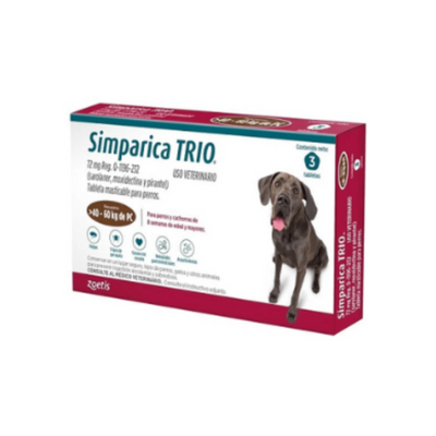 Simparica Trio 3 Masticables 72 Mg 40 a 60 Kg