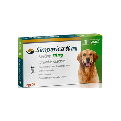 Simparica para perros 1 Masticable 80 mg 20 a 40kg