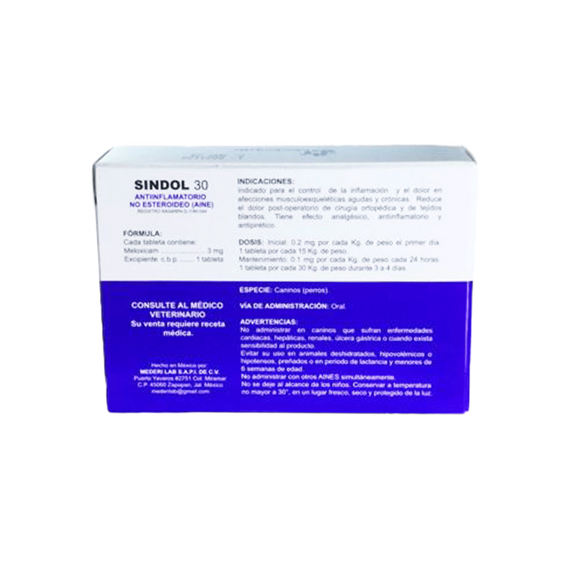 Sindol 30 Tabletas Antiinflamatorio | Perro y Gato Mederilab – Plaza ...