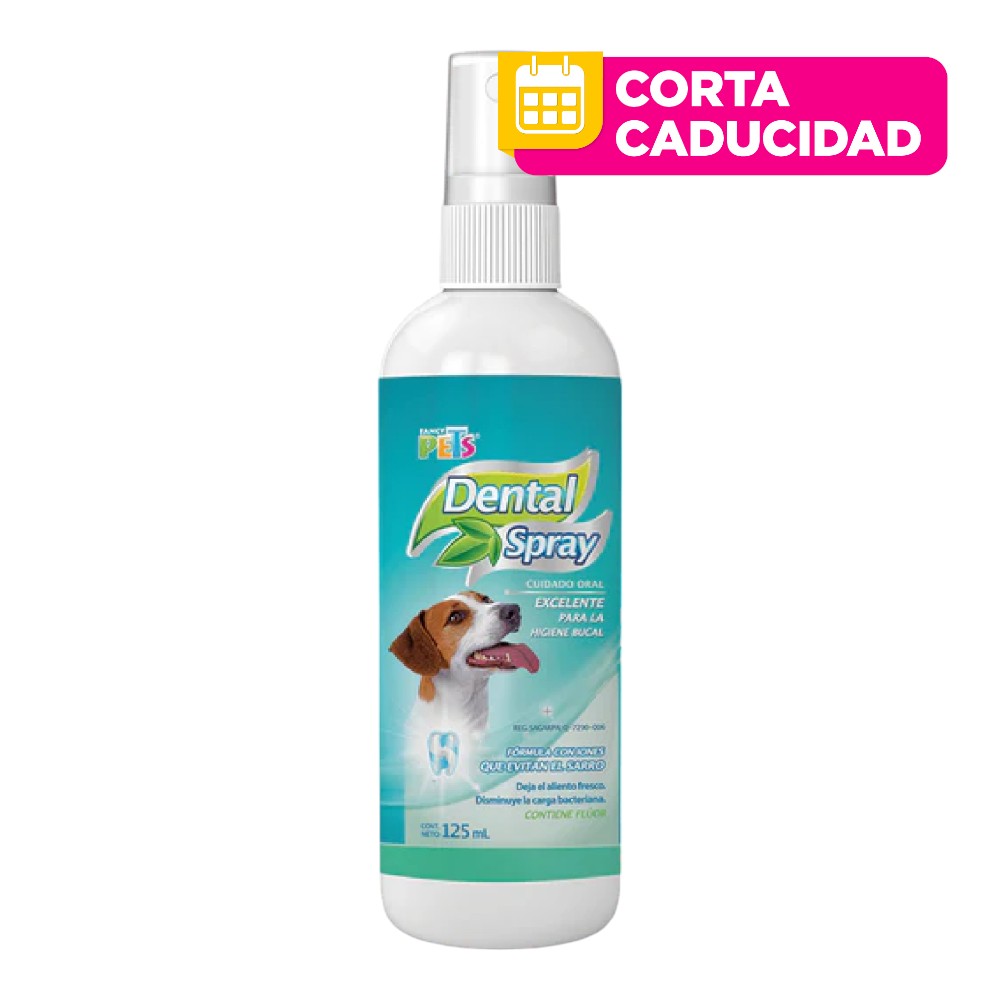 CORTA CADUCIDAD Spray Dental Para Perro 125 Ml, Sabor Menta, Fancy Pets