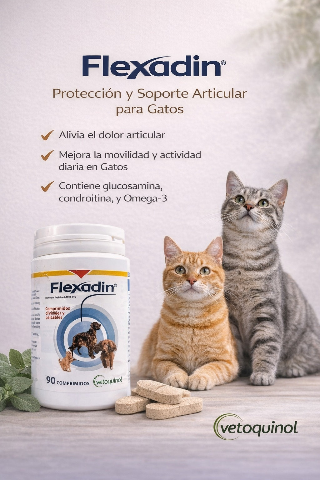 Flexadin suplemento articular para gatos 90 comprimidos Vetoquinol
