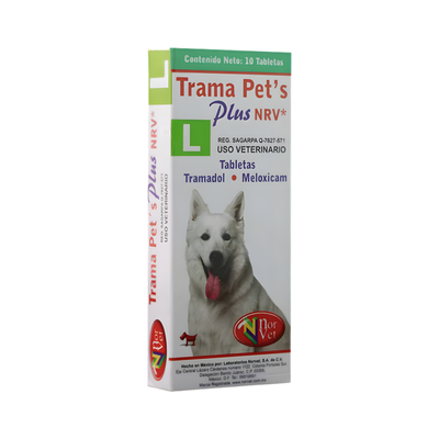 Trama Pet's Plus NRV "L", Tramadol 50 mg con 10 Tabletas, Norvet