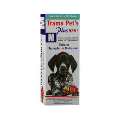 Trama Pet's Plus NRV "M", Tramadol 20 mg con 10 Tabletas, Norvet