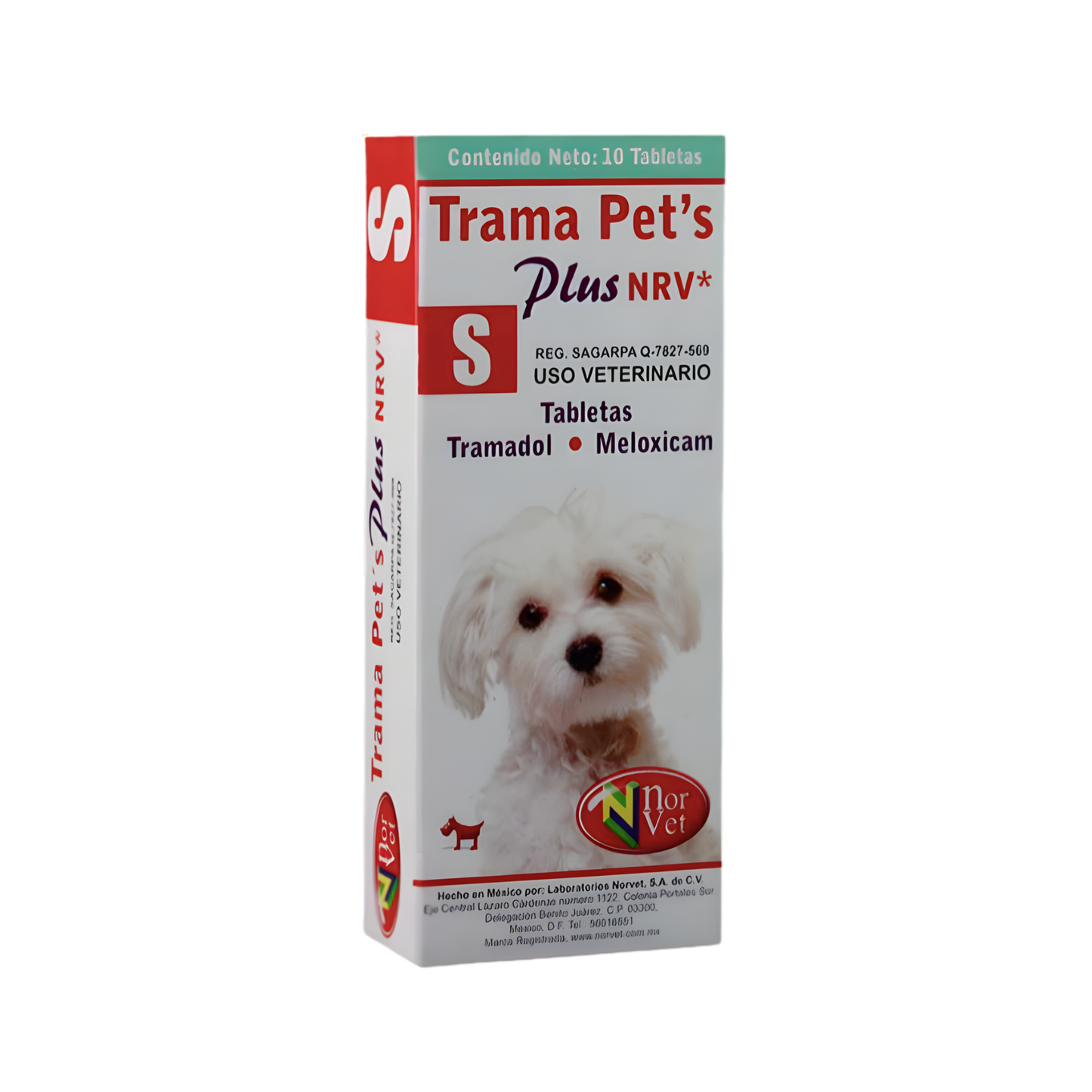 Trama Pet's Plus NRV "S", Tramadol 10 mg con 10 Tabletas, Norvet