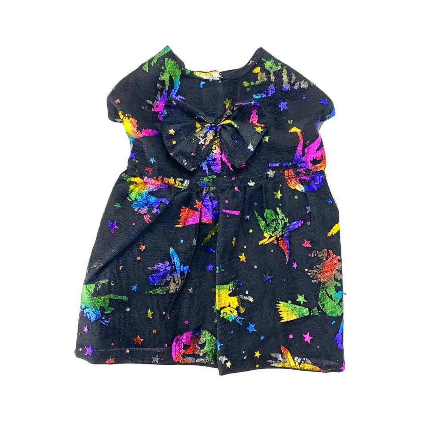 Toutmignon Vestido de Halloween Color Negro con Estampado de Brujitas de Colores Talla 3