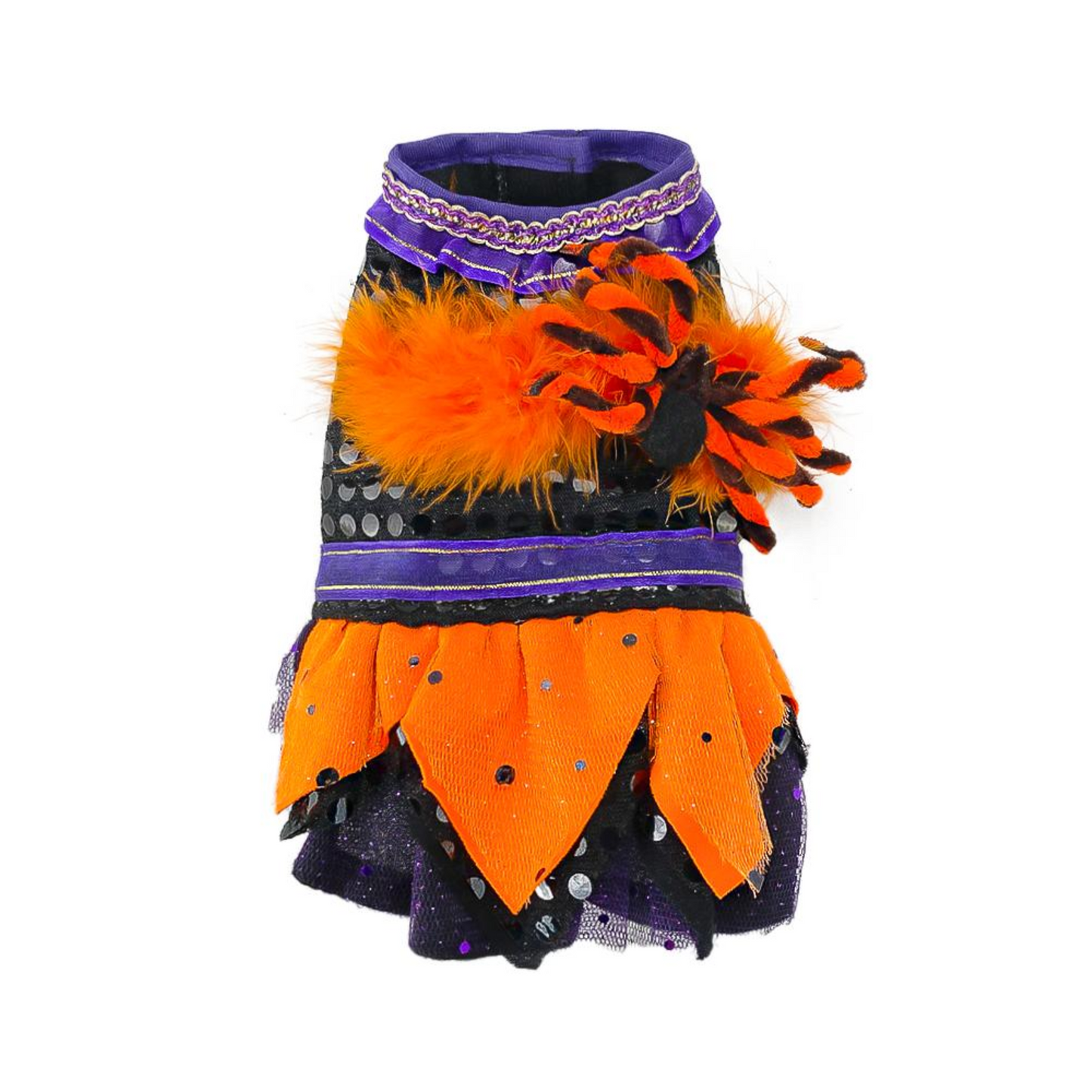 Toutmignon Vestido de Halloween Color Negro, Naranja y Morado con Araña Talla 0