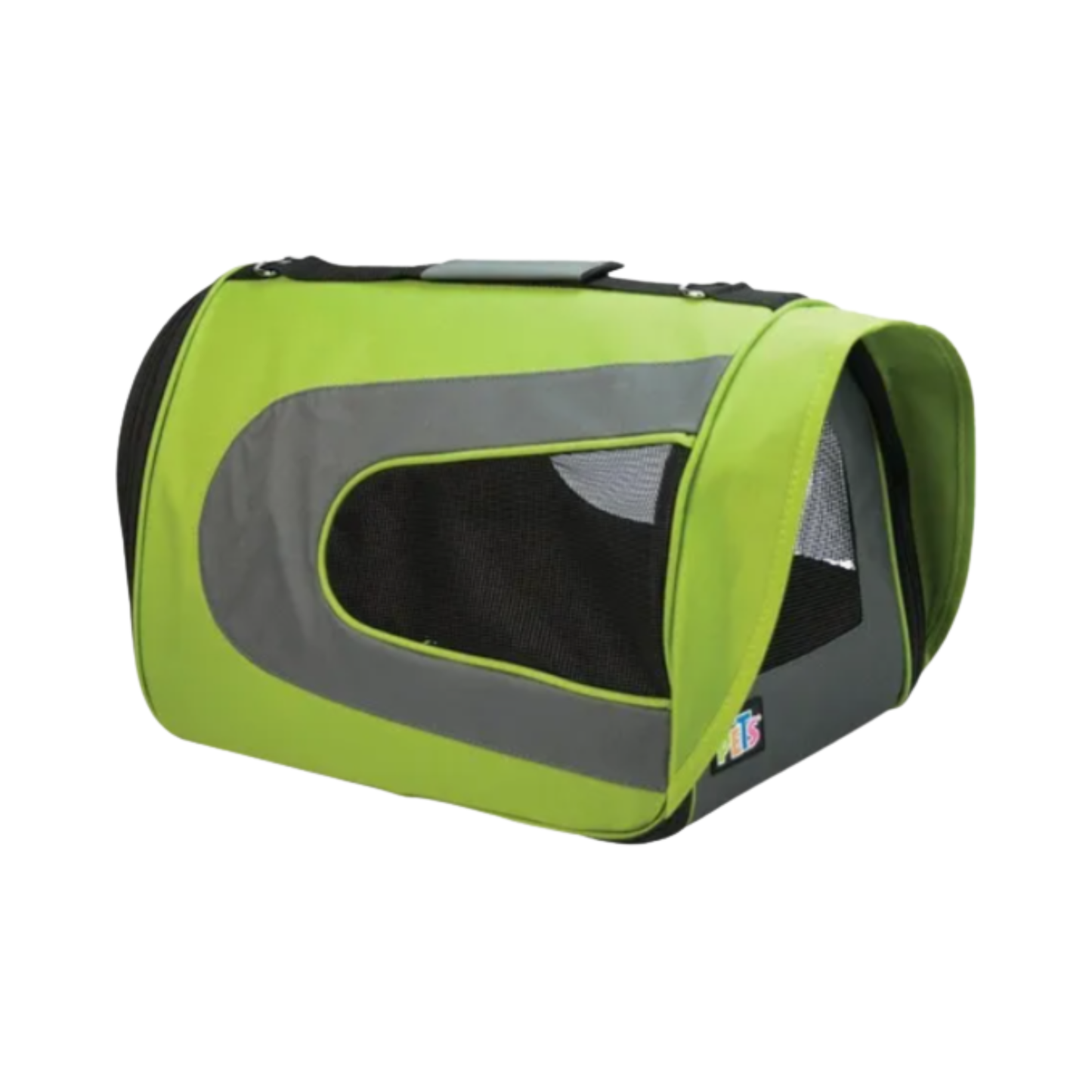 Transportadora Fancy Pets Tela Fashion Con Visera Verde Chica