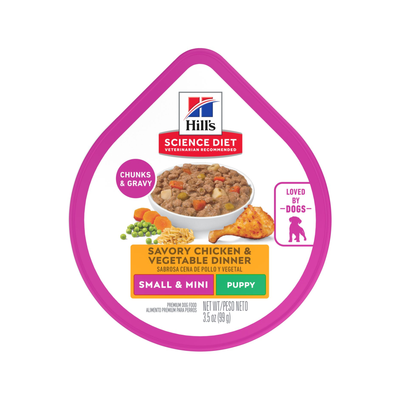 Tray Hill's SD Puppy Small & Mini Alimento Húmedo Cachorro Raza Pequeña, Pollo y Vegetales 99 gr