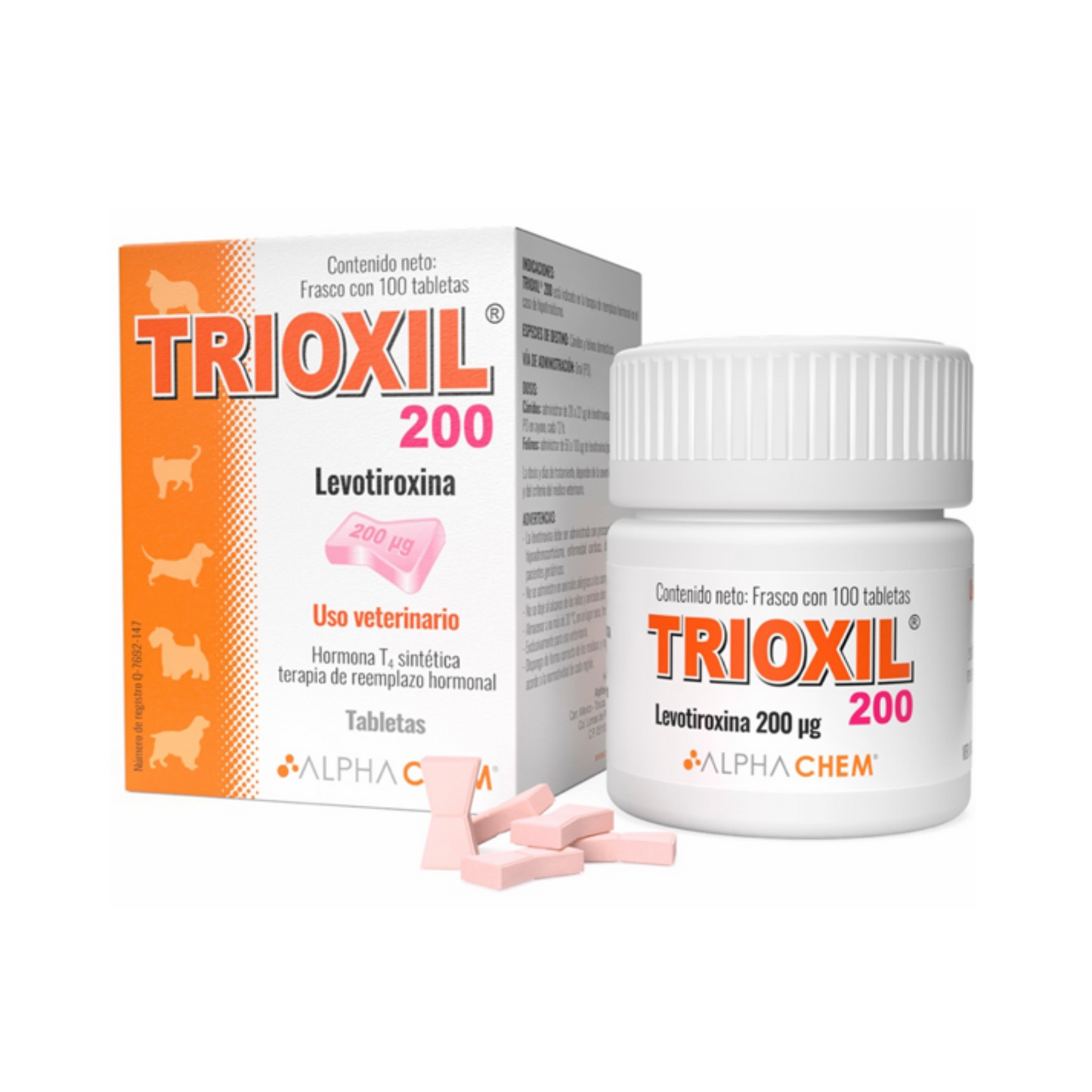 Trioxil Levotiroxina 200 Mcg. Frasco con 100 Tabletas, Alpha Chem