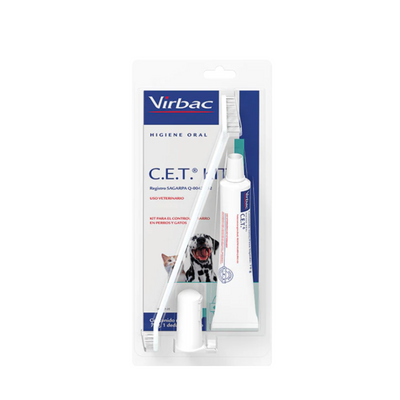 Virbac C.E.T. KIT de Cepillo de dientes y pasta dental para perros Tubo 70 gr