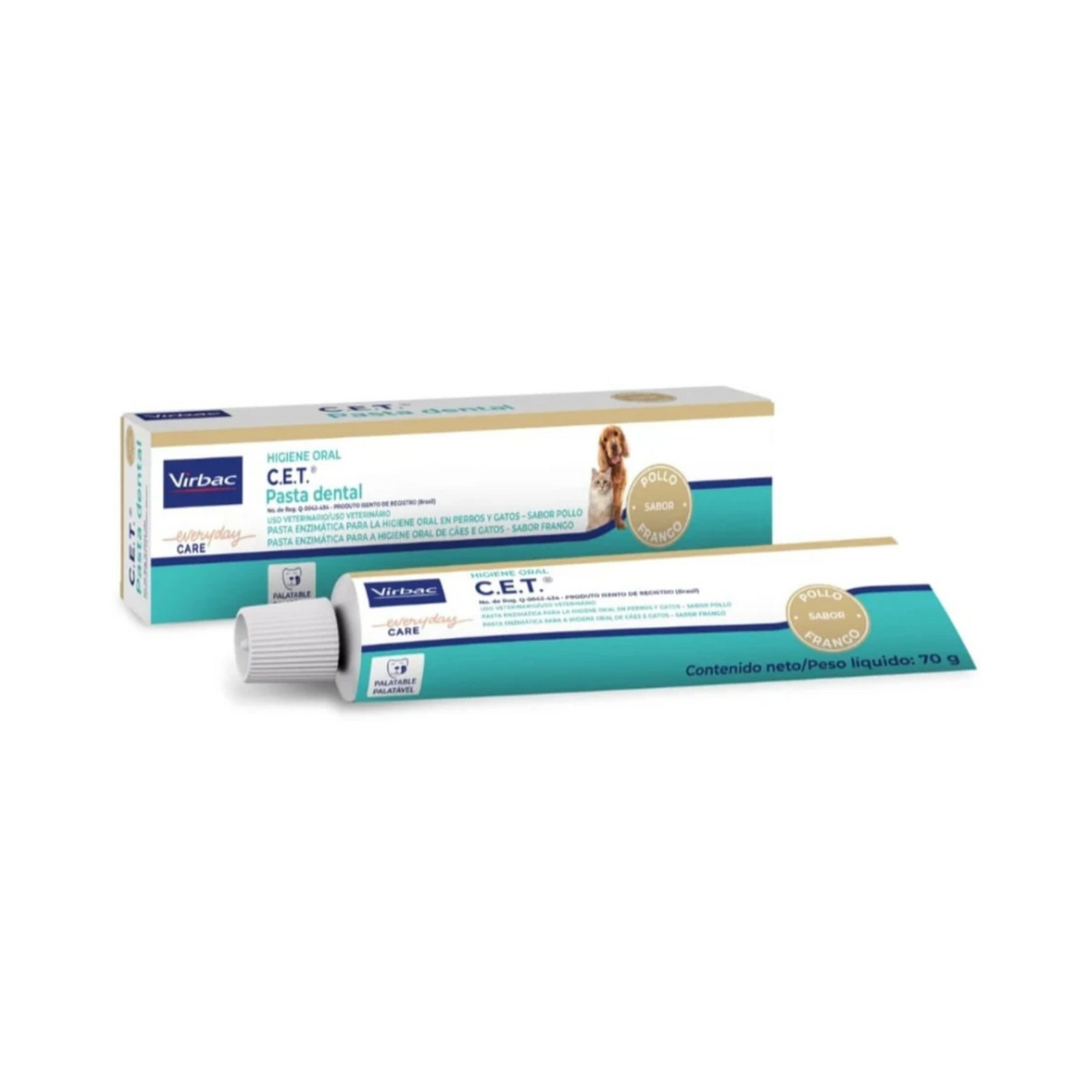 Virbac C.E.T Pasta dentífrica enzimática Sabor Pollo en Tubo de 70 g