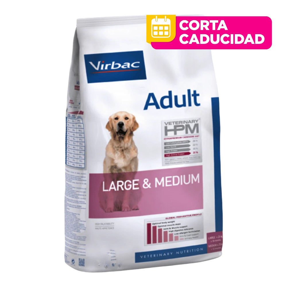CORTA CADUCIDAD Virbac HPM Dog Adult Large & Medium 12 Kg