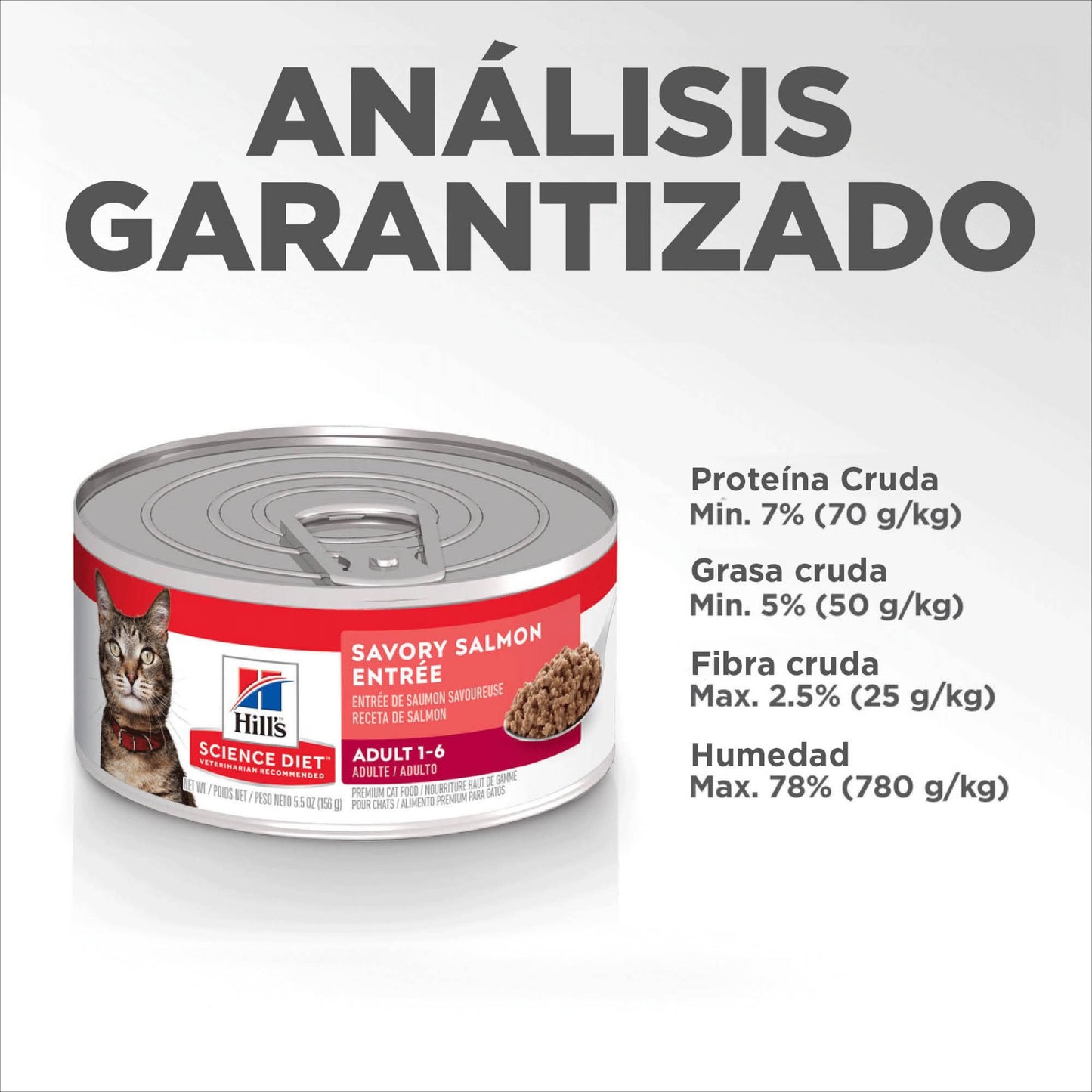 1 Lata Hill's Science Diet Adulto, alimento húmedo para gato adulto receta de salmón, 156g