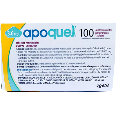 Apoquel 100 Tabletas Masticables 3.6 mg