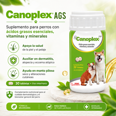 Canoplex Ags Suplemento de Ácidos Grasos Esenciales y Vitaminas para Perro, 30 Tabletas.