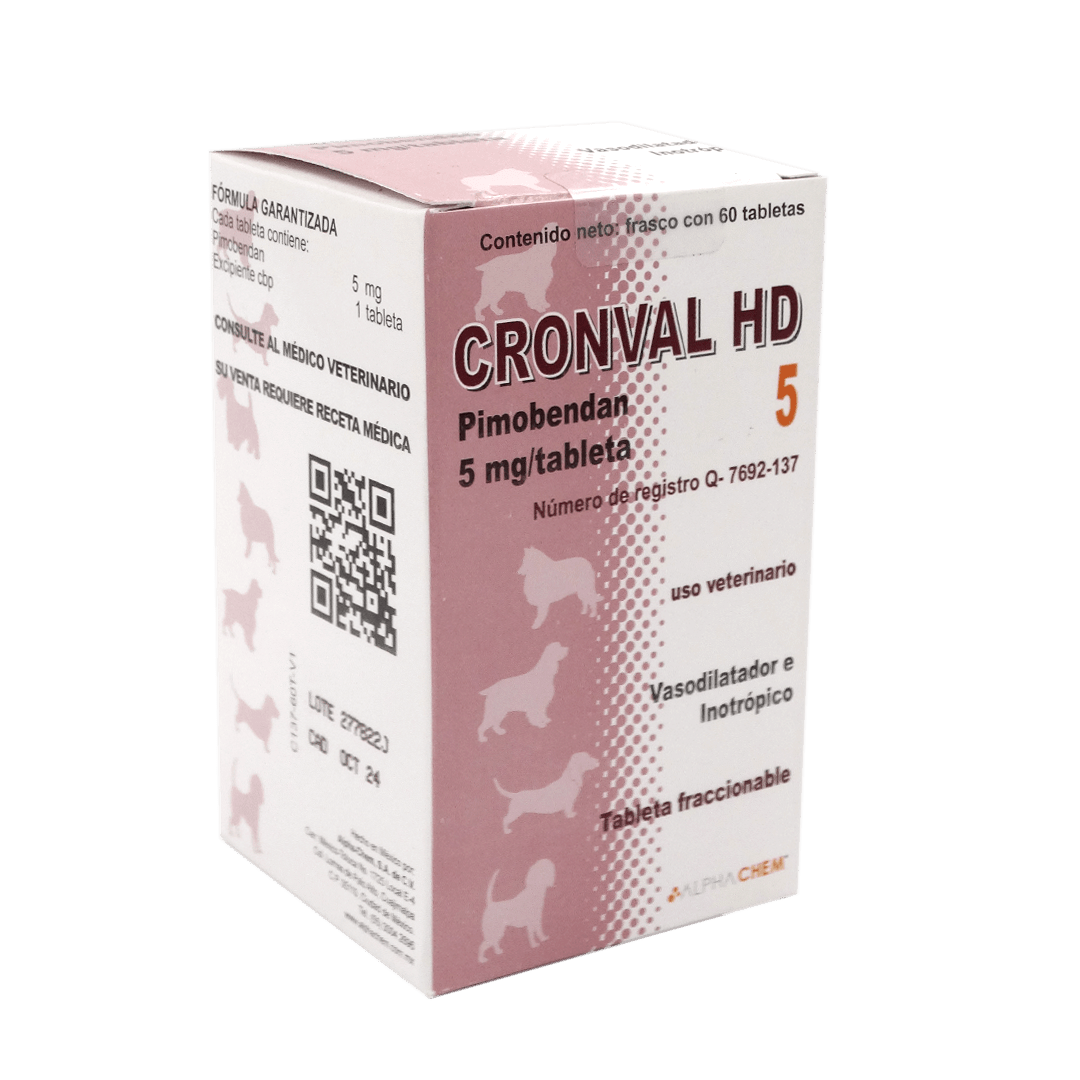Cronval HD 5 mg pimobendan frasco 60 tabletas medicamento cardiovascular para perro Holliday