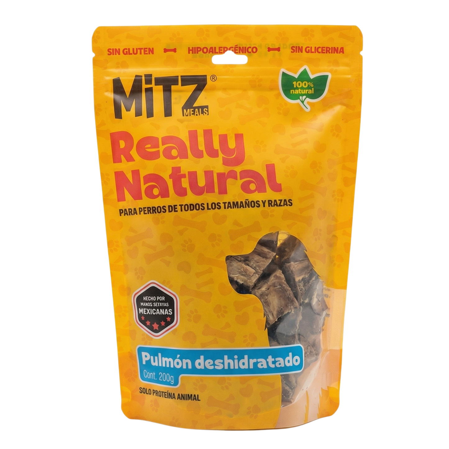 Mitz Meals Really Natural Pulmón de Res Premios Deshidratados para Perro 200 g