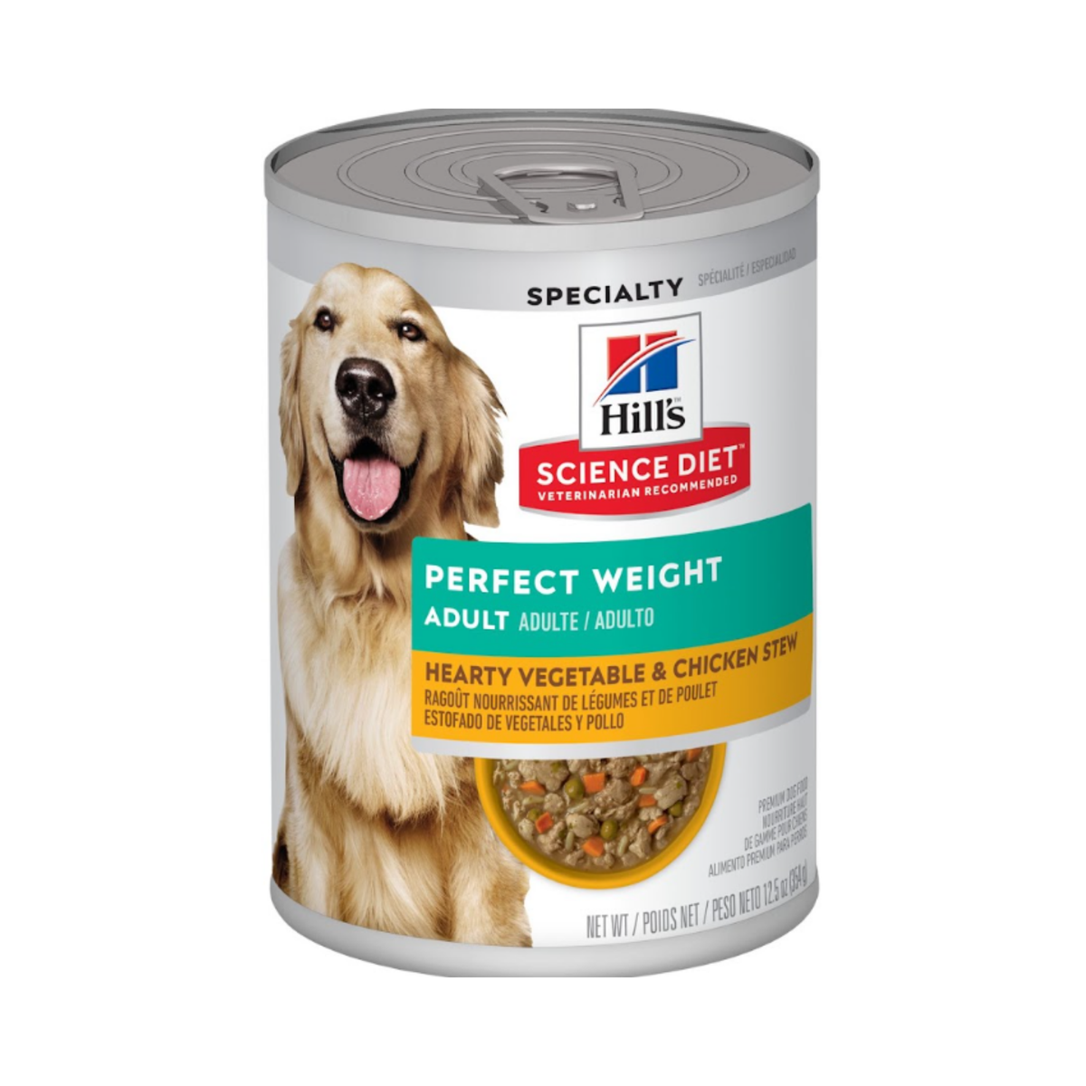 12 Latas Hill's Science Diet Perro Adulto Perfect Weight Sabor Estofado Pollo y Vegetales 354 g