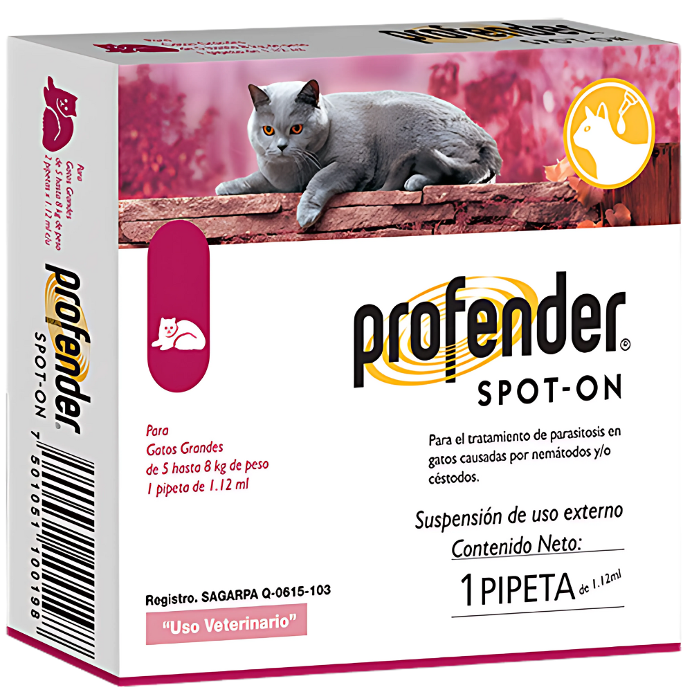 Profender Pipeta Desparasitante Gatos de 5 a 8 Kg 1.12 ml Elanco