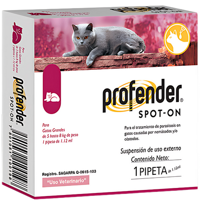 Profender Pipeta Desparasitante Gatos de 5 a 8 Kg 1.12 ml Elanco - AniMALL