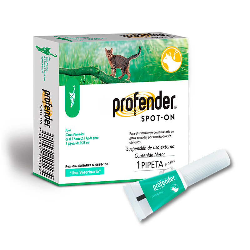 Profender Pipeta Desparasitante Gatos de 0.5 a 2.5 Kg 0.35 ml Elanco