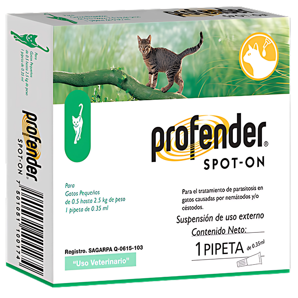 Profender Pipeta Desparasitante Gatos de 0.5 a 2.5 Kg 0.35 ml Elanco