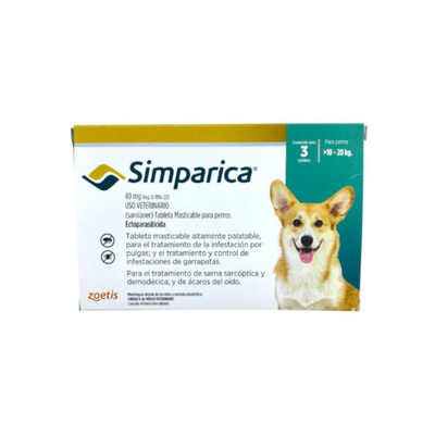 Simparica 3 Masticables 40 Mg 10 a 20 Kg